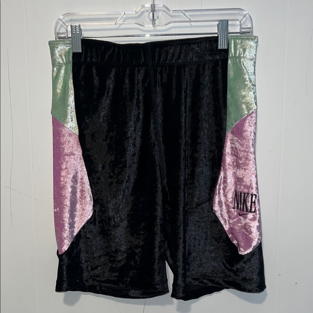 Nike Black Shorts with Pink and Green Velvet Accents 072626